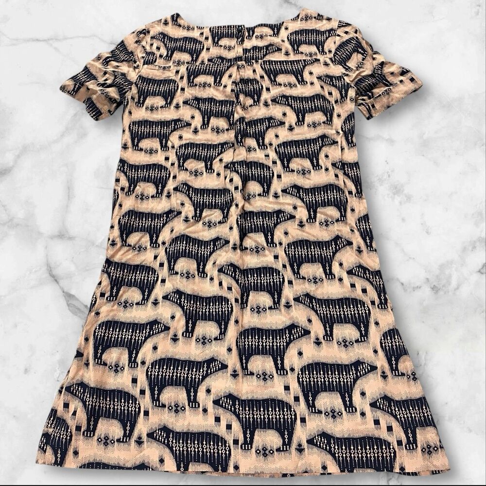 Anthropologie Maeve Zola Pink Animal Print Mini Shift Rayon Dress Women's Size 2 - Picture 3 of 10